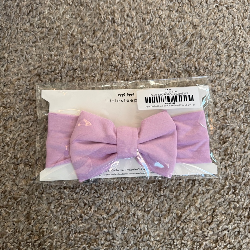 NWT Little Sleepies Light Orchid Bow Headband Baby Girl